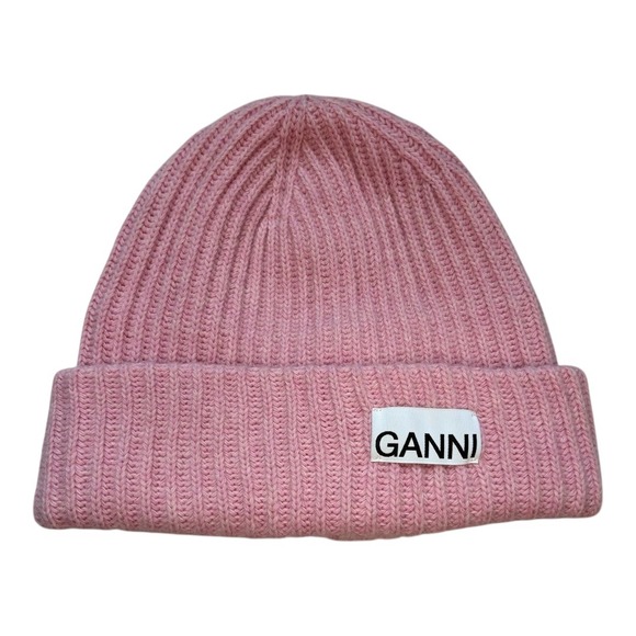 Ganni Pink Ribbed Beanie - Picture 2 of 6